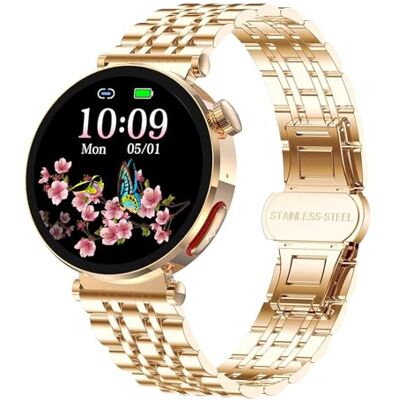 Neo 2 Knauermann (2025) złoty okrągły zegarek zdrowotny Smartwatch EKG funkcja HRV BT Bluetooth bezdech senny – ciśnienie krwi – bransoletka ze stali nierdzewnej – narzędzie, Durchmesser: Neo 2 Knauermann (2025) złoty okrągły zegarek zdrowotny Smartwatch EKG funkcja HRV BT Bluetooth bezdech senny – ciśnienie krwi – bransoletka ze stali nierdzewnej – narzędzie, Durchmesser: