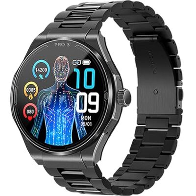 PRO 3 Knauermann (2024) czarny – inteligentny zegarek medyczny z funkcją telefonu – EKG + HRV i funkcja SOS, wyświetlacz AMOLED BT Bluetooth, bezdech senny, czarny tytanowy pasek, 14-24, PRO 3 Knauermann (2024) czarny – inteligentny zegarek medyczny z funkcją telefonu – EKG + HRV i funkcja SOS, wyświetlacz AMOLED BT Bluetooth, bezdech senny, czarny tytanowy pasek, 14-24,