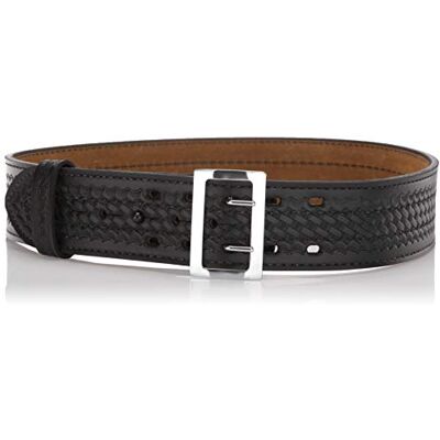 87-34-8 Safariland 87 Sam Browne Buckled Duty Belt Pas z klamrą, do szlufek o szerokości 58 mm, 114 cm długości, srebrna sprzączka, splot koszykowy, czarny, rozmiar 34 87-34-8 Safariland 87 Sam Browne Buckled Duty Belt Pas z klamrą, do szlufek o szerokości 58 mm, 114 cm długości, srebrna sprzączka, splot koszykowy, czarny, rozmiar 34