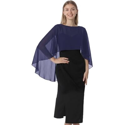 8415687491 Hotshawl Capelets szyfonowa peleryna, szale i chusty na suknie wieczorowe, peleryny ślubne, okrycie, dla kobiet, granatowy, rozmiar uniwersalny 8415687491 Hotshawl Capelets szyfonowa peleryna, szale i chusty na suknie wieczorowe, peleryny ślubne, okrycie, dla kobiet, granatowy, rozmiar uniwersalny