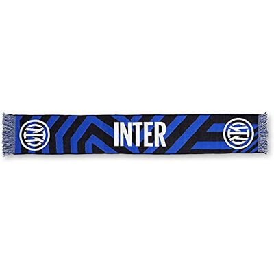IN2122/SC/J02 Inter Nowy szalik żakardowy z logo, różne kolory, stadion dla dorosłych, czarno-niebieskie paski, jeden rozmiar IN2122/SC/J02 Inter Nowy szalik żakardowy z logo, różne kolory, stadion dla dorosłych, czarno-niebieskie paski, jeden rozmiar