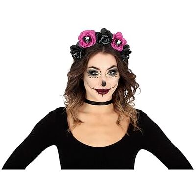 FIESTAS GUIRCA Liliowy i czarny kwiat Catrina opaska na głowę FIESTAS GUIRCA Liliowy i czarny kwiat Catrina opaska na głowę
