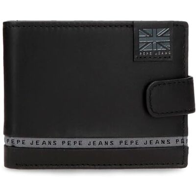 7183341 Pepe Jeans Pasek Poziomy portfel z zamknięciem zatrzaskowym Czarny 11x8,5x1 cm Skóra by Joumma Bags, Czarny (Black), Talla única, Portfel poziomy z zapięciem na klik 7183341 Pepe Jeans Pasek Poziomy portfel z zamknięciem zatrzaskowym Czarny 11x8,5x1 cm Skóra by Joumma Bags, Czarny (Black), Talla única, Portfel poziomy z zapięciem na klik