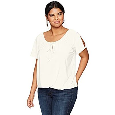8220-IT-X-103-2X Star Vixen Damski plus-size Shrt/Slit SLV brelok krawat chłopski top W bąbelkowy brzeg bluzka 8220-IT-X-103-2X Star Vixen Damski plus-size Shrt/Slit SLV brelok krawat chłopski top W bąbelkowy brzeg bluzka