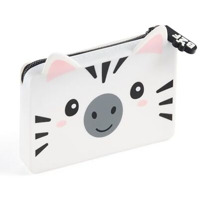 MR19848 Back2Fun Etui na karty dla dzieci z zewnętrzną kieszenią na kartę do przenoszenia, wielofunkcyjny silikonowy futerał: klucze, monety lub małe przedmioty, tłoczone uszy, styl Kawaii, zebra MR19848 Back2Fun Etui na karty dla dzieci z zewnętrzną kieszenią na kartę do przenoszenia, wielofunkcyjny silikonowy futerał: klucze, monety lub małe przedmioty, tłoczone uszy, styl Kawaii, zebra