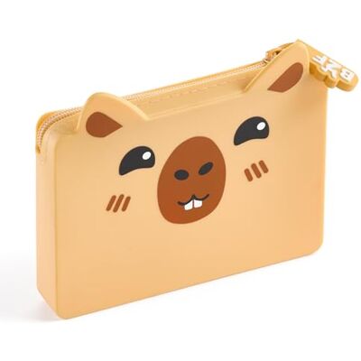 MR19847 Back2Fun Etui na karty dla dzieci z zewnętrzną kieszenią na kartę do przenoszenia, wielofunkcyjny silikonowy futerał: klucze, monety lub małe przedmioty, tłoczone uszy, styl Kawaii, Capibara MR19847 Back2Fun Etui na karty dla dzieci z zewnętrzną kieszenią na kartę do przenoszenia, wielofunkcyjny silikonowy futerał: klucze, monety lub małe przedmioty, tłoczone uszy, styl Kawaii, Capibara