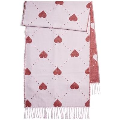 17152228 PIECES Pcnimonna Long Scarf Bc, Pink Lavender/AOP: Red Dahlia Hearts, jeden rozmiar 17152228 PIECES Pcnimonna Long Scarf Bc, Pink Lavender/AOP: Red Dahlia Hearts, jeden rozmiar