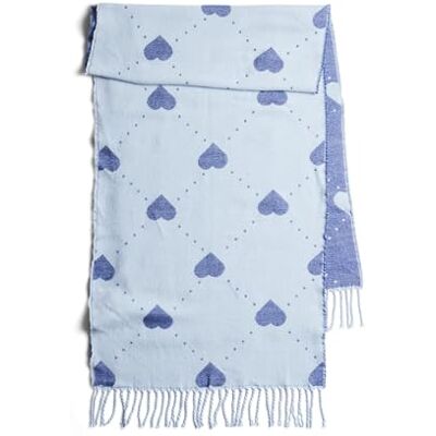 17152228 PIECES Pcnimonna Long Scarf Bc, Soft Chambray/AOP: Bellwater blue hearts, jeden rozmiar 17152228 PIECES Pcnimonna Long Scarf Bc, Soft Chambray/AOP: Bellwater blue hearts, jeden rozmiar