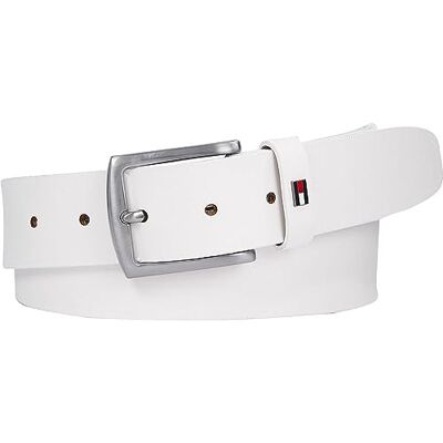AM0AM08360 Tommy Hilfiger Mężczyźni New Denton 3.5 Pasek Skórzany, Biały (biały optyczny), 95 AM0AM08360 Tommy Hilfiger Mężczyźni New Denton 3.5 Pasek Skórzany, Biały (biały optyczny), 95