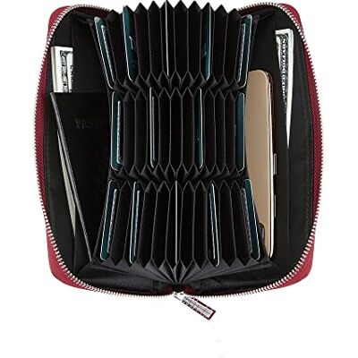 CY6662-DarkRed Kobiety 36 przegródek blokowanie RFID etui na karty duży długi skórzany zamek błyskawiczny książeczka czekowa akordeon portfel, Ciemnoczerwony, Jeden rozmiar, Rfid portfel CY6662-DarkRed Kobiety 36 przegródek blokowanie RFID etui na karty duży długi skórzany zamek błyskawiczny książeczka czekowa akordeon portfel, Ciemnoczerwony, Jeden rozmiar, Rfid portfel