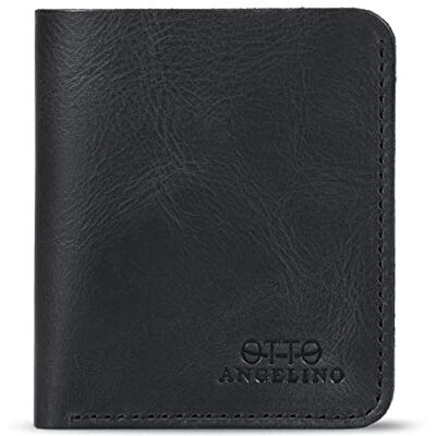 OTTO263 Otto Angelino Prawdziwa skóra Ultra Slim Bifold etui na karty i portfel unisex (brązowy), niebieski (niebieski) (Black) OTTO263 Otto Angelino Prawdziwa skóra Ultra Slim Bifold etui na karty i portfel unisex (brązowy), niebieski (niebieski) (Black)