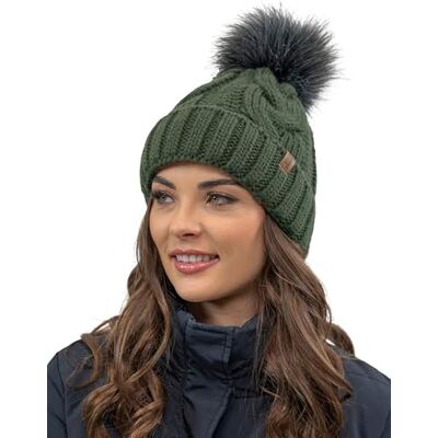 7014 VIVISENCE Dame Bommel czapka nakrycie głowy zima ciepła gruba wzorzysta , wyprodukowano w UE, zielony, jeden rozmiar 7014 VIVISENCE Dame Bommel czapka nakrycie głowy zima ciepła gruba wzorzysta , wyprodukowano w UE, zielony, jeden rozmiar