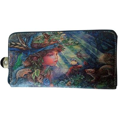 DRW Damski portfel ozdobiony NINFA w odcieniach niebieskiego, Biały, 19x9.5 cm, Nowoczesny DRW Damski portfel ozdobiony NINFA w odcieniach niebieskiego, Biały, 19x9.5 cm, Nowoczesny