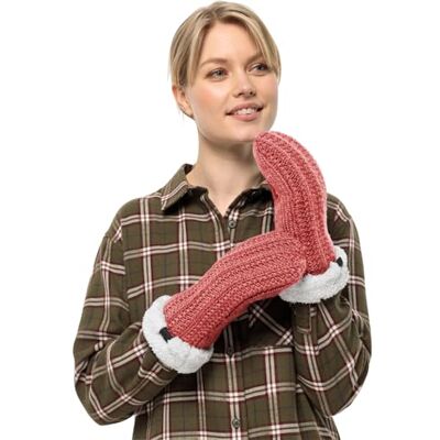 1908002_J0125 Jack Wolfskin HIGHLOFT Knit Mitten W rękawica, czerwony koralowy, M, Red Coral, m 1908002_J0125 Jack Wolfskin HIGHLOFT Knit Mitten W rękawica, czerwony koralowy, M, Red Coral, m
