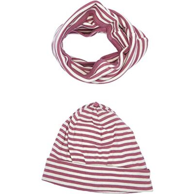 7144 loud + proud Unisex dziecięcy zestaw szalik, certyfikat GOTS czapka beanie, Grape, 53-54 7144 loud + proud Unisex dziecięcy zestaw szalik, certyfikat GOTS czapka beanie, Grape, 53-54