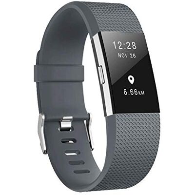 AOCGO Zapasowy pasek do zegarka Fitbit Charge 2, zapasowy pasek do miękkich akcesoriów, Fitbit Charge 2 (5,5 – 6,7") – szary AOCGO Zapasowy pasek do zegarka Fitbit Charge 2, zapasowy pasek do miękkich akcesoriów, Fitbit Charge 2 (5,5 – 6,7") – szary