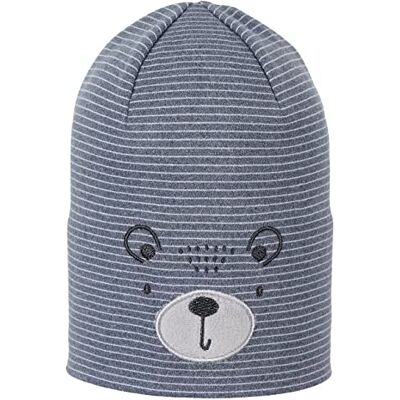 4512315 Sterntaler Czapka beanie z misiem, uniseks, niebieski melanż, 45 4512315 Sterntaler Czapka beanie z misiem, uniseks, niebieski melanż, 45