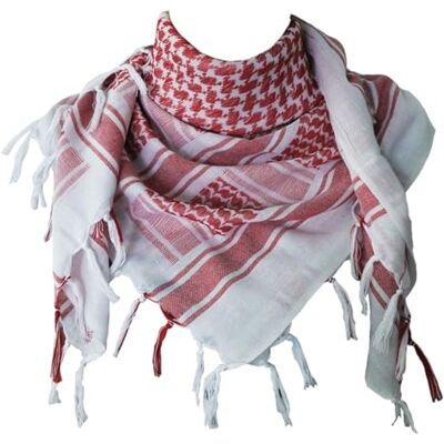 10201006 Explore Land Bawełniany szalik wojskowy Shemagh Tactical Desert Keffiyeh Wrap, Czerwony i biały, Rozmiar uniwersalny 10201006 Explore Land Bawełniany szalik wojskowy Shemagh Tactical Desert Keffiyeh Wrap, Czerwony i biały, Rozmiar uniwersalny