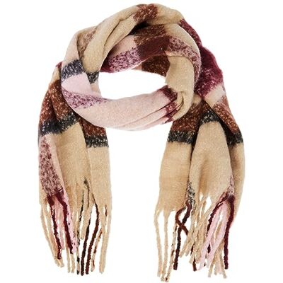 17105951 PIECES Damski szal zimowy PCBEA Long Scarf NOOS BC, Silver Mink/AOP:CHECK, jeden rozmiar 17105951 PIECES Damski szal zimowy PCBEA Long Scarf NOOS BC, Silver Mink/AOP:CHECK, jeden rozmiar