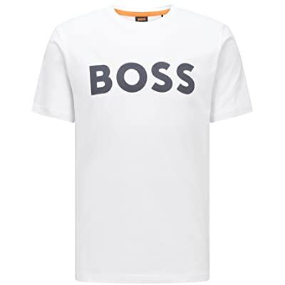 50481923 BOSS Thinking 1 t-shirt męski z bawełnianego dżerseju z gumowanym nadrukiem logo, White100, XS 50481923 BOSS Thinking 1 t-shirt męski z bawełnianego dżerseju z gumowanym nadrukiem logo, White100, XS