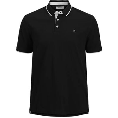 12143859-3132361 JACK & JONES Jjepaulos Polo Ss Noos Pls Plus Size, czarny, 5XL 12143859-3132361 JACK & JONES Jjepaulos Polo Ss Noos Pls Plus Size, czarny, 5XL