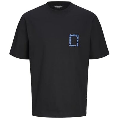 12262503 JACK & JONES Męski T-shirt z nadrukiem, czarny, M 12262503 JACK & JONES Męski T-shirt z nadrukiem, czarny, M
