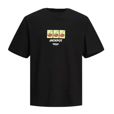 12254169-4455635 JACK & JONES Koszulka męska Jorblockpop Tee SS Crew Neck Tg, czarny, M 12254169-4455635 JACK & JONES Koszulka męska Jorblockpop Tee SS Crew Neck Tg, czarny, M