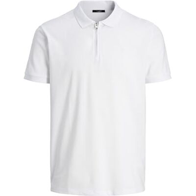 12236235 JACK & JONES Męski T-shirt jednokolorowy kołnierzyk koszuli T-shirt, Bright White, L 12236235 JACK & JONES Męski T-shirt jednokolorowy kołnierzyk koszuli T-shirt, Bright White, L