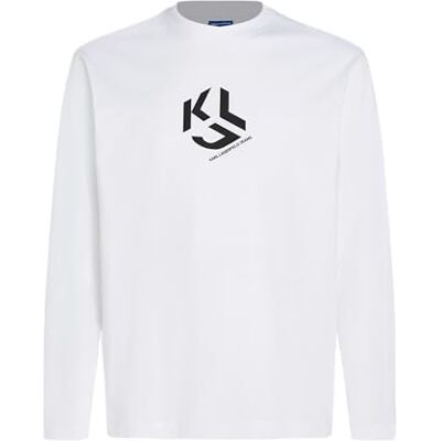 236D1705109L Karl Lagerfeld Jeans, Męskie, Regularny Koszulka Z Długim Rękawem I Monogramem Logo, Regularny Krój, Biały, L 236D1705109L Karl Lagerfeld Jeans, Męskie, Regularny Koszulka Z Długim Rękawem I Monogramem Logo, Regularny Krój, Biały, L