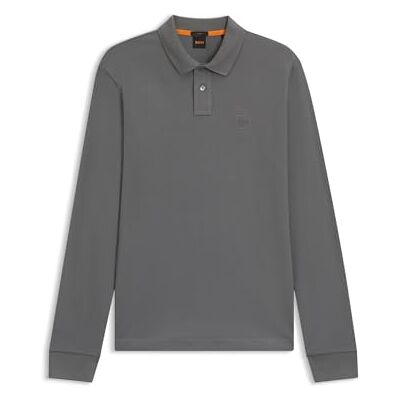 50507704 BOSS Męska koszulka polo Passerby Slim-Fit z elastycznej bawełny piqué, Open Grey, S 50507704 BOSS Męska koszulka polo Passerby Slim-Fit z elastycznej bawełny piqué, Open Grey, S