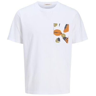 12277276-4776189 JACK & JONES Jortavira AOP Pocket Tee Ss Crew Neck męska koszulka z krótkim rękawem, Bright White, XS 12277276-4776189 JACK & JONES Jortavira AOP Pocket Tee Ss Crew Neck męska koszulka z krótkim rękawem, Bright White, XS