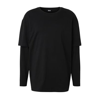 TB2887 Urban Classics Męska koszulka z długim rękawem, oversized Shaped Double Layer Longsleeve, Basic Tee, dostępna w rozmiarach od S do 5XL, czarny/czarny, 3XL TB2887 Urban Classics Męska koszulka z długim rękawem, oversized Shaped Double Layer Longsleeve, Basic Tee, dostępna w rozmiarach od S do 5XL, czarny/czarny, 3XL