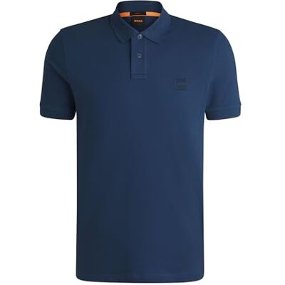 50507803 BOSS Męska koszulka polo z rozciągliwej bawełny o kroju slim fit z naszywką z logo, Otwarty niebieski, XXL 50507803 BOSS Męska koszulka polo z rozciągliwej bawełny o kroju slim fit z naszywką z logo, Otwarty niebieski, XXL