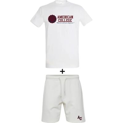 ACEN231 Blanc Taille L AMERICAN COLLEGE USA 2-częściowy zestaw koszul + szorty mieszane, biały, L ACEN231 Blanc Taille L AMERICAN COLLEGE USA 2-częściowy zestaw koszul + szorty mieszane, biały, L