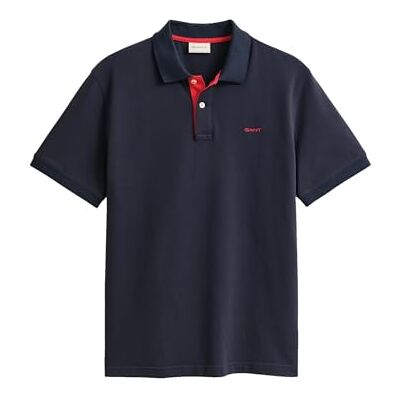 2062026 GANT Męska koszulka polo REG Contrast Pique SS Rugger, Evening Blue, standardowa, niebieski (Evening Blue), XS 2062026 GANT Męska koszulka polo REG Contrast Pique SS Rugger, Evening Blue, standardowa, niebieski (Evening Blue), XS