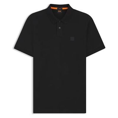 50507803 BOSS Męska koszulka polo z rozciągliwej bawełny o kroju slim fit z naszywką z logo, czarny1, XL 50507803 BOSS Męska koszulka polo z rozciągliwej bawełny o kroju slim fit z naszywką z logo, czarny1, XL