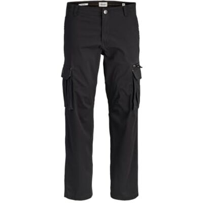 12242264 JACK & JONES Męskie spodnie cargo o luźnym kroju, czarny, XS 12242264 JACK & JONES Męskie spodnie cargo o luźnym kroju, czarny, XS