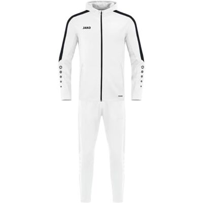 M9423 JAKO Męski dres treningowy poliester Power z kapturem, biały, M M9423 JAKO Męski dres treningowy poliester Power z kapturem, biały, M