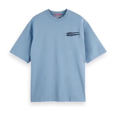 181702 Scotch & Soda Luźny krój graficzny T-shirt, Wyblakły dżins 410, L 181702 Scotch & Soda Luźny krój graficzny T-shirt, Wyblakły dżins 410, L