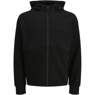 12273033-4702103 JACK & JONES Jcopacer Sweat High Neck Zip Hood męska bluza z kapturem, czarny, M 12273033-4702103 JACK & JONES Jcopacer Sweat High Neck Zip Hood męska bluza z kapturem, czarny, M