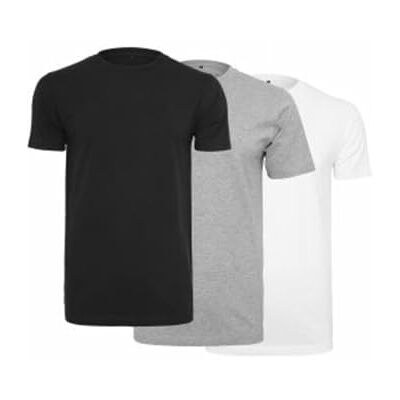 BY004A Build Your Brand Męski T-shirt z okrągłym dekoltem, 3-pak, basic, koszulki dla mężczyzn, wielopak, dostępne w wielu wariantach, rozmiary XS-5XL, wielokolorowy (Blk/H.grey/Wht 02227), XS BY004A Build Your Brand Męski T-shirt z okrągłym dekoltem, 3-pak, basic, koszulki dla mężczyzn, wielopak, dostępne w wielu wariantach, rozmiary XS-5XL, wielokolorowy (Blk/H.grey/Wht 02227), XS
