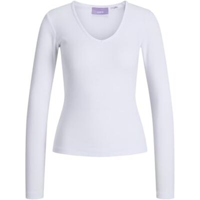 12280146-4795900 JACK & JONES Jxfreya STR Ls V-Neck Top JRS, Bright White, XL 12280146-4795900 JACK & JONES Jxfreya STR Ls V-Neck Top JRS, Bright White, XL
