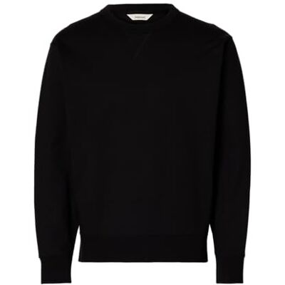 16099829-4895696 SELECTED MEN Slhrelaxluke Ls Sweat Crew Neck, czarny, XL 16099829-4895696 SELECTED MEN Slhrelaxluke Ls Sweat Crew Neck, czarny, XL