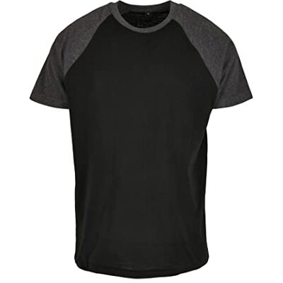 BY007 Build Your Brand Męska koszulka Raglan Contrast Tee, czarny/węgiel drzewny, 3XL BY007 Build Your Brand Męska koszulka Raglan Contrast Tee, czarny/węgiel drzewny, 3XL