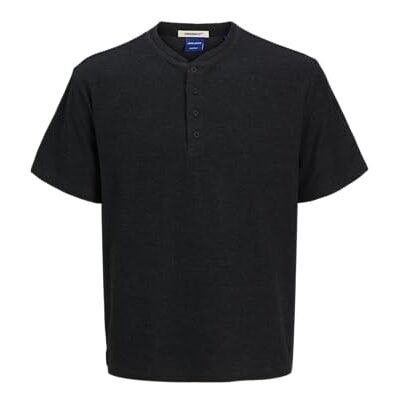 12280537-4794837 JACK & JONES Jorformentera Henley Tee SS Crew Neck męska koszulka z okrągłym dekoltem, czarny melanż, S 12280537-4794837 JACK & JONES Jorformentera Henley Tee SS Crew Neck męska koszulka z okrągłym dekoltem, czarny melanż, S