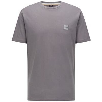 50462767 BOSS Męski t-shirt z bawełny organicznej z okrągłym dekoltem i naszywką z logo, Dark Grey29., XS 50462767 BOSS Męski t-shirt z bawełny organicznej z okrągłym dekoltem i naszywką z logo, Dark Grey29., XS