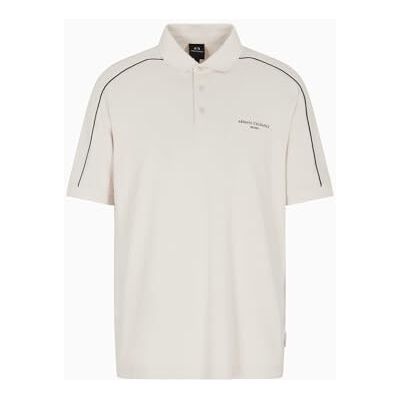 XM001359 Armani Exchange Męska koszulka polo z krótkim rękawem, w paski, z logo na guziki, szara, XL, Wind Chime, XL XM001359 Armani Exchange Męska koszulka polo z krótkim rękawem, w paski, z logo na guziki, szara, XL, Wind Chime, XL