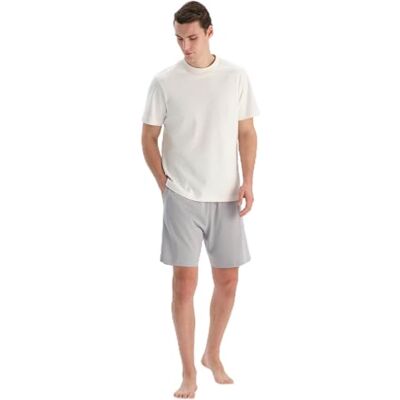 24SM16200BA Dagi Męskie spodenki Grey-Indigo Knitted Regular Waist Supreme Leg Shorts piżama Bottom, Szary indygo, M 24SM16200BA Dagi Męskie spodenki Grey-Indigo Knitted Regular Waist Supreme Leg Shorts piżama Bottom, Szary indygo, M