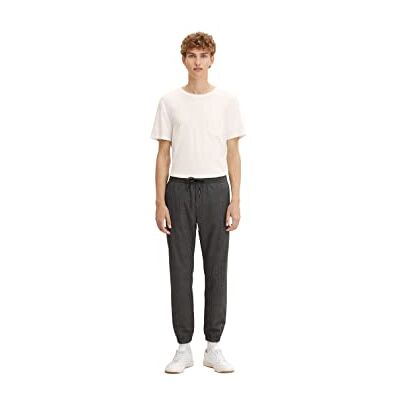 1032861 TOM TAILOR Denim Męskie Spodnie chino jogger , 24974 Black White Herringbone Weave, S 1032861 TOM TAILOR Denim Męskie Spodnie chino jogger , 24974 Black White Herringbone Weave, S