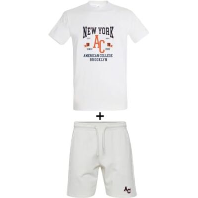 ACEN229 Blanc Taille XL AMERICAN COLLEGE USA 2-częściowy zestaw koszul + szorty mieszane, biały, TG ACEN229 Blanc Taille XL AMERICAN COLLEGE USA 2-częściowy zestaw koszul + szorty mieszane, biały, TG